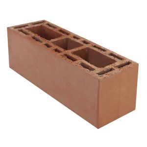 Structural Brick with Vertical Double-Row Perforations, Medium Facade, Red